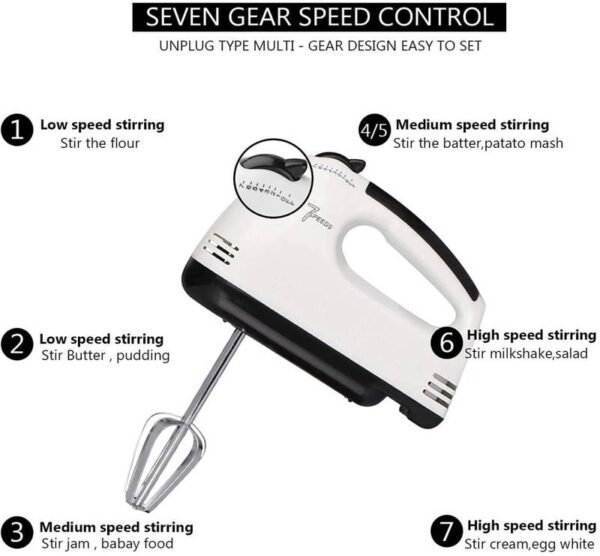 260W Egg Beater Electric Hand Mixer 7 Speed