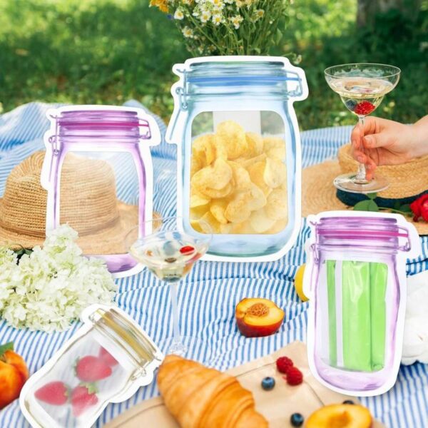 3 Pcs Food Storage Jar Zip lock Bags