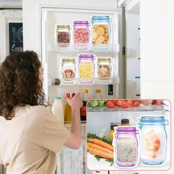 3 Pcs Food Storage Jar Zip lock Bags