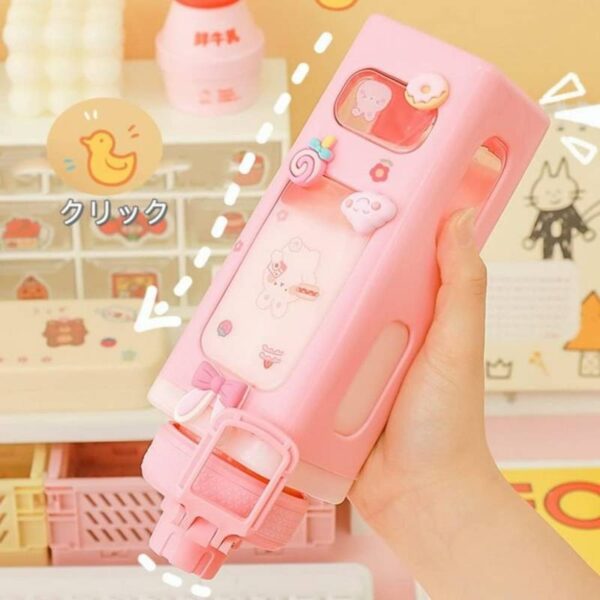700ml Kawaii Water Bottle with Straw and Sticker