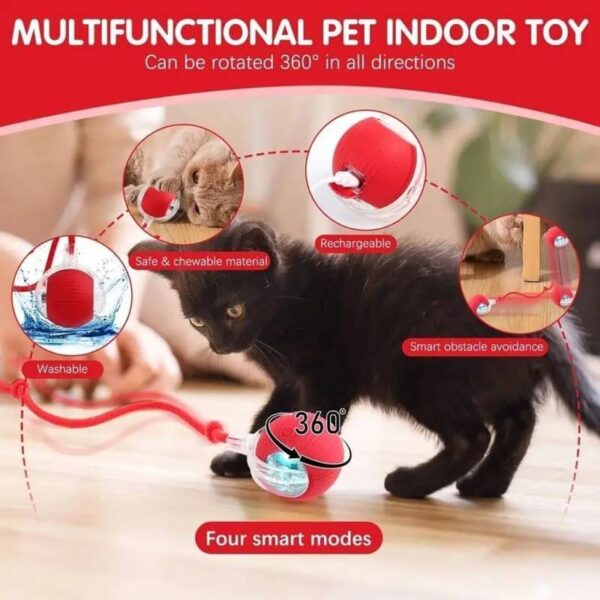 Automatic Cat Teaser Ball Red Rolling Ball