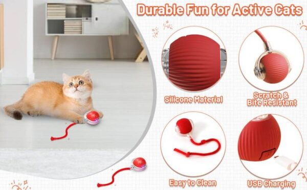 Automatic Cat Teaser Ball Red Rolling Ball