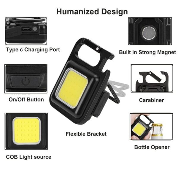Rechargable LED Cob Keychain Light