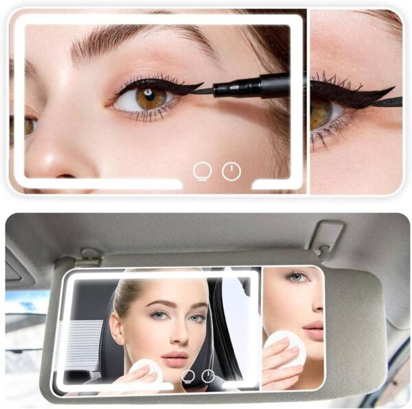 Rechargeable Vanity Mirror Car Makeup Mirror with LED Lights