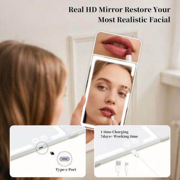 Rechargeable Vanity Mirror Car Makeup Mirror with LED Lights
