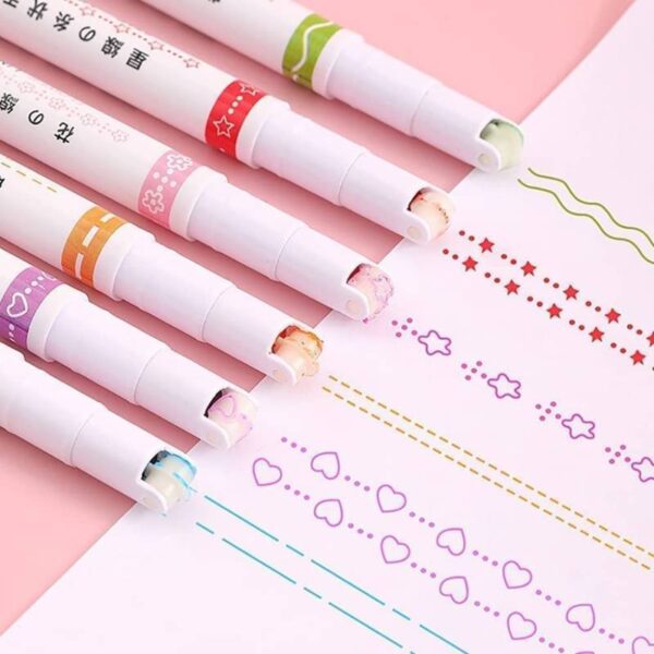 6Pcs Line Maker Color Pen Curve Highlighter Pen